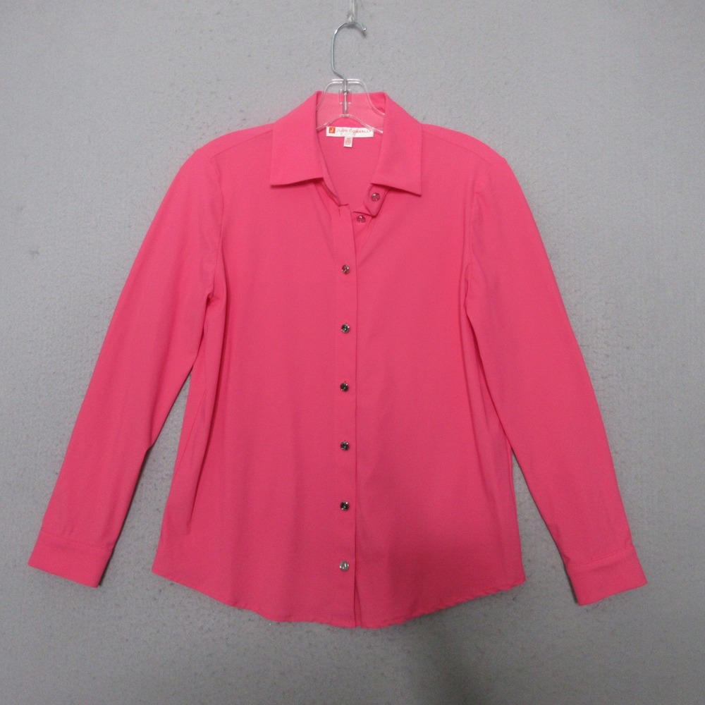 Jude Connally Top XS Pink Jude Cloth Gold Button Preppy Academia Career‎ Classic